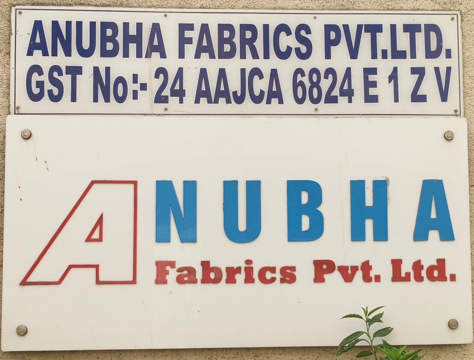 Anubha Fabrics Pvt. Ltd. signboard at their Surat facility