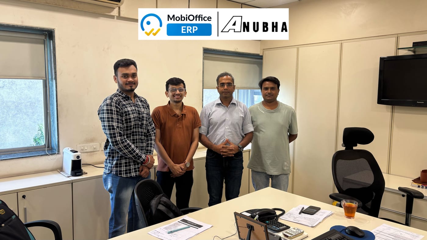 MobiOffice team with Vipul Kanodia, Director of Anubha Fabrics Pvt. Ltd., Surat